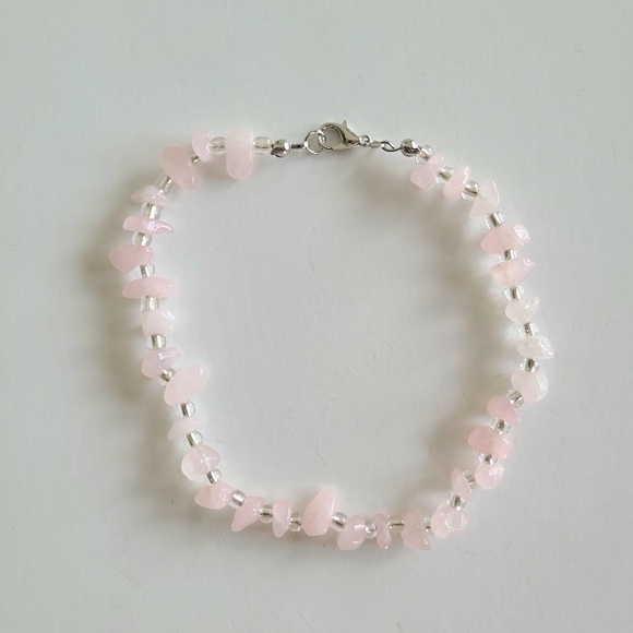 Rose Quartz Beaded Ankle Bracelet - Picture 1 of 7